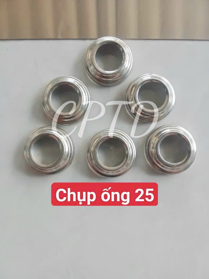 CHỤP ỐNG 25 INOX304 ( TRÒN NGOÀI, CHỤP ĐẾ 3 TẦNG)