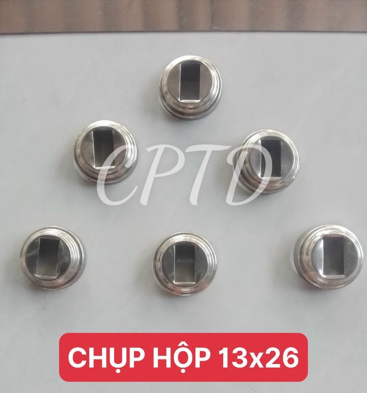 CHỤP HỘP 13x26 INOX304 ( TRÒN NGOÀI, CHỤP ĐẾ 3 TẦNG)