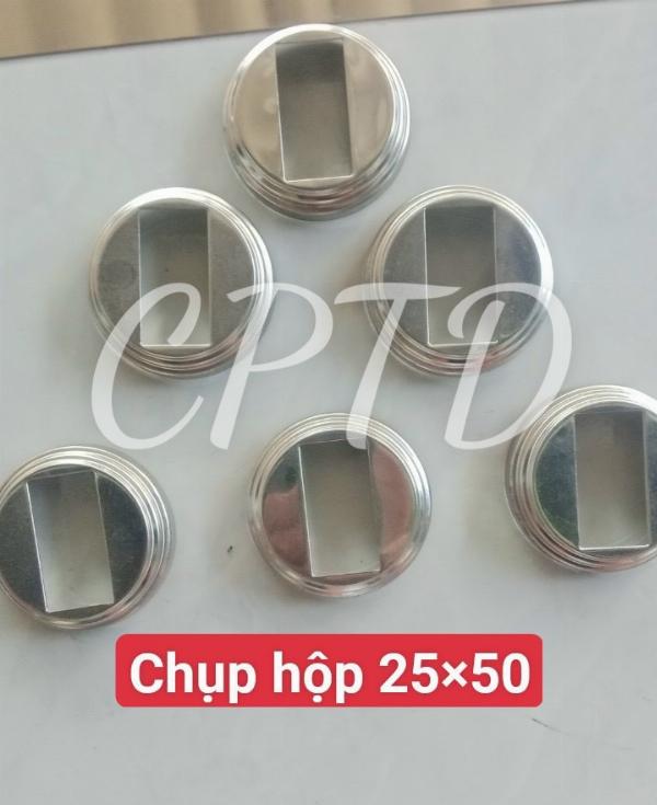 CHỤP HỘP 25x50 INOX304 ( TRÒN NGOÀI, CHỤP ĐẾ 3 TẦNG)