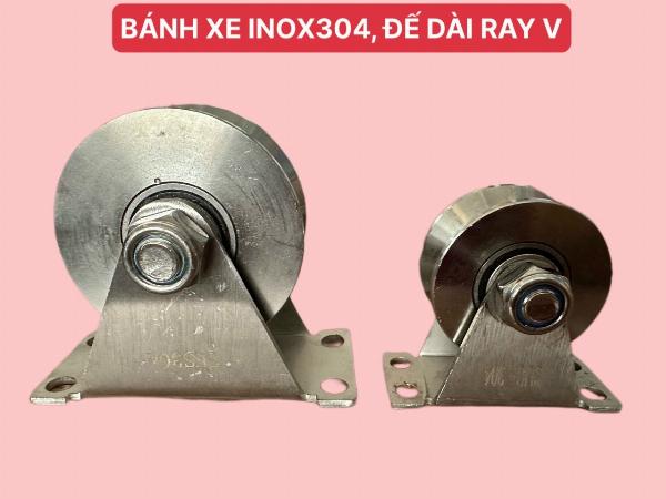 BÁNH XE CHO CỬA CỔNG TRƯỢT, CỔNG LÙA INOX304, RAY V DÀI LOẠI 5 phân (16x48)