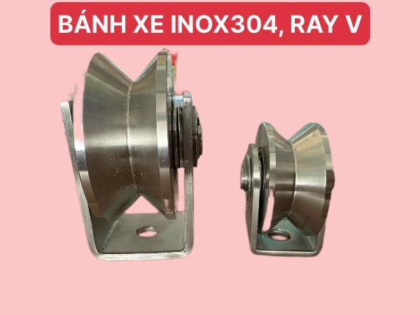 BÁNH XE CHO CỬA CỔNG TRƯỢT, CỔNG LÙA INOX304, RAY V LOẠI 5 phân (16x48)