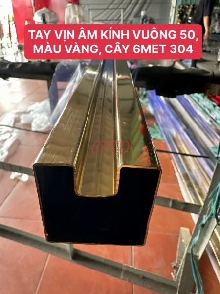 TAY VỊN ÂM KÍNH MÀU VÀNG 6MET INOX304