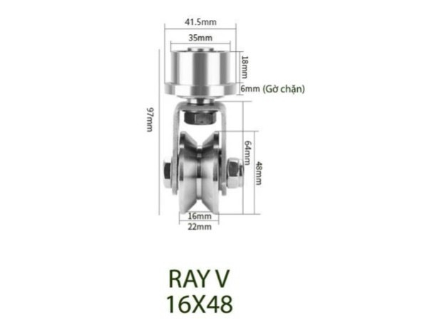 BÁNH XE CỬA CỔNG TRƯỢT XOAY 360 độ RAY V INOX 304