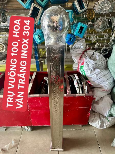 TRỤ VUÔNG 100, HOA VĂN TRẮNG INOX304