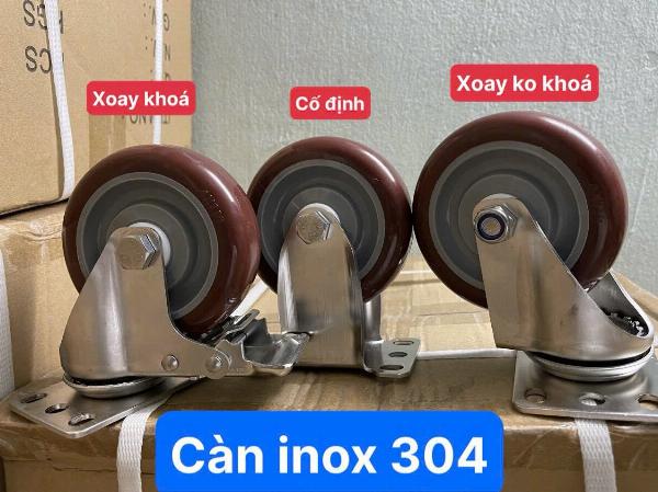 BÁNH XE CÀN INOX304, cố định màu đỏ